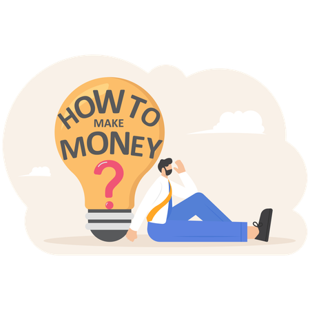 Businessman thinking how to make money  Illustration