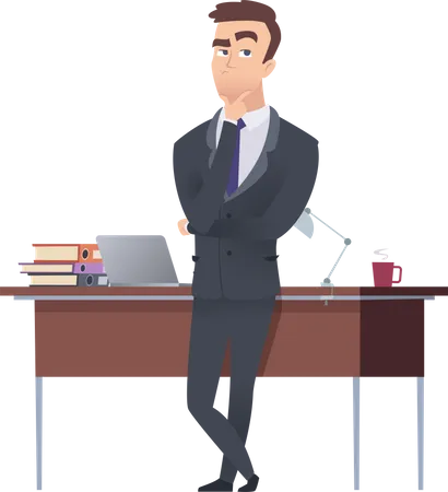 Businessman Different Situations Positions Character Illustration