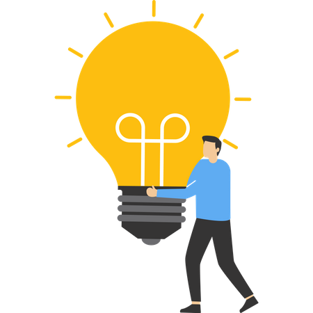 Businessman thinking with big idea light bulb  Illustration