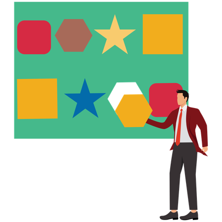 Businessman thinks differently about triangles  Illustration
