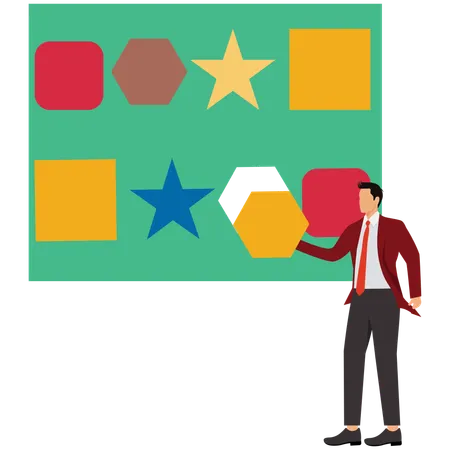 Businessman thinks differently about triangles  Illustration