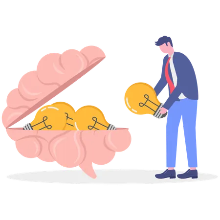 Businessman thinks for creative idea  Illustration