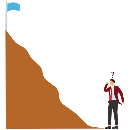 Businessman thinks of a solution to achieve the goal  Illustration
