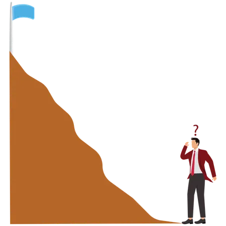 Businessman thinks of a solution to achieve the goal  Illustration