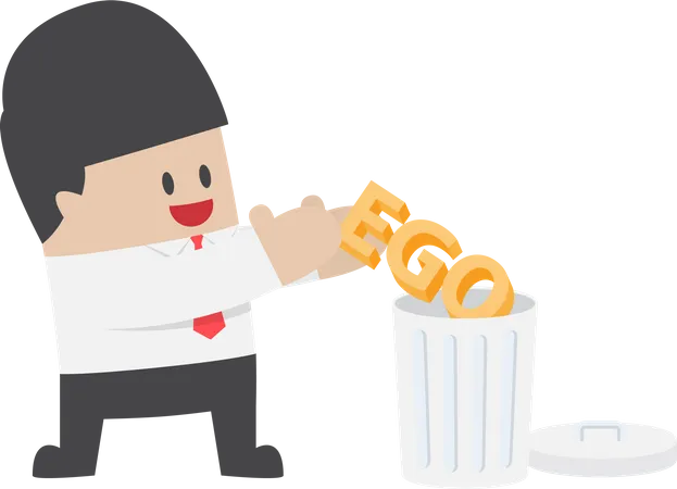 Businessman throw ego into trash  Illustration