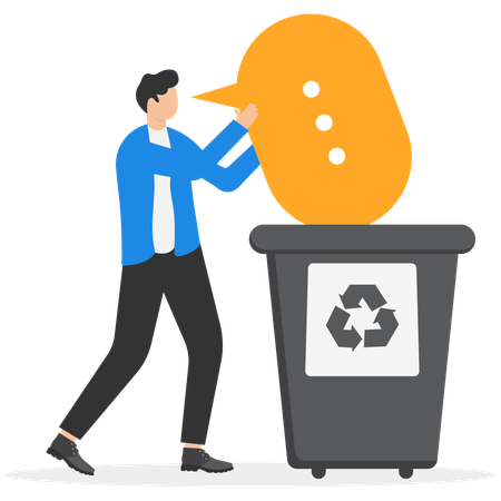 Businessman throw his bad talk into trash  Illustration
