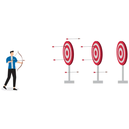 Businessman Throwing Arrow at Target Aiming for Big Goals  Illustration