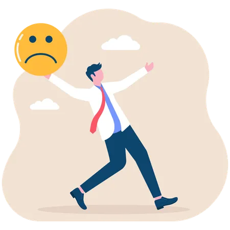 Businessman throwing away negative thoughts  Illustration