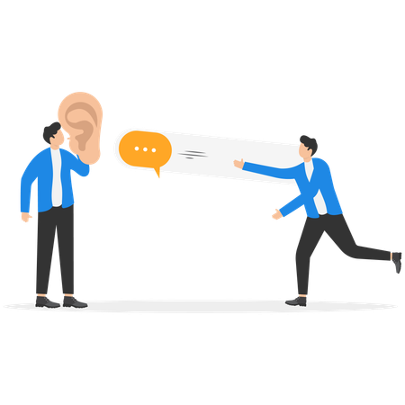Businessman throwing business speech  Illustration