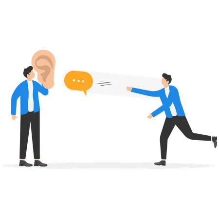 Businessman throwing business speech  Illustration