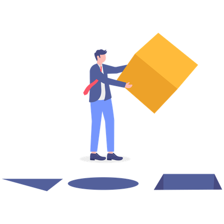 Businessman throwing cube in pit  Illustration