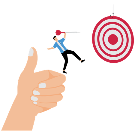 Businessman throwing dart on business target  Illustration