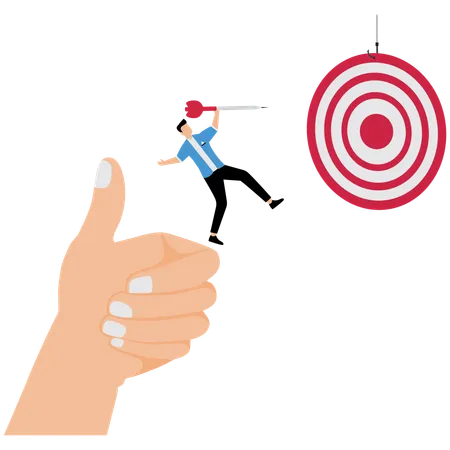 Businessman throwing dart on business target  Illustration