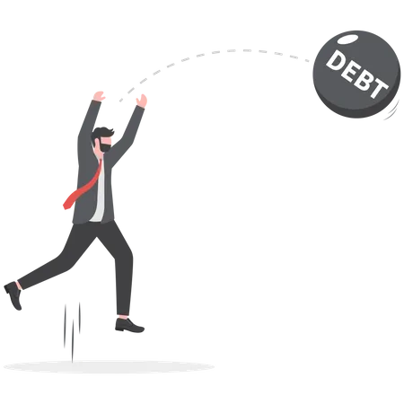 Businessman throwing debt  Illustration