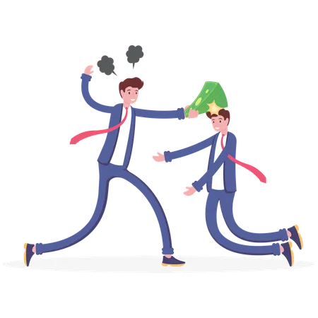 Businessman Throwing His Money On Employee Head Vector Illustration Cartoon Illustration