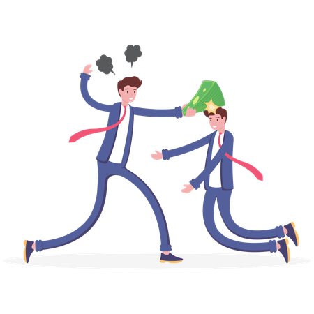 Businessman throwing his money on employee head  Illustration