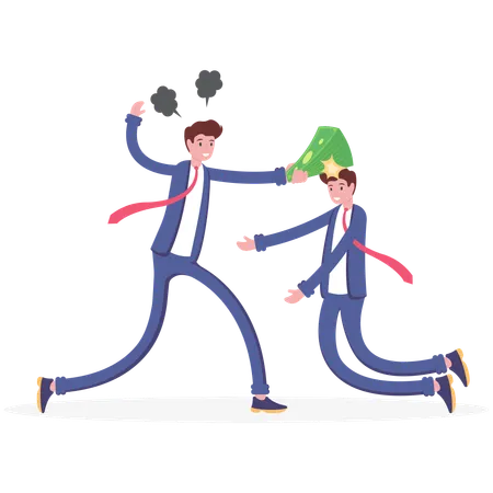 Businessman throwing his money on employee head  Illustration