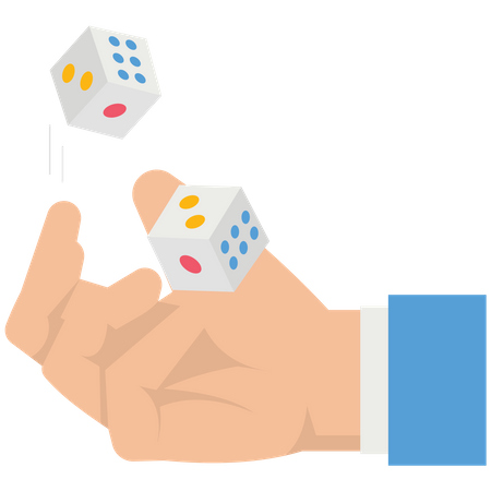 Businessman throws dice up  Illustration