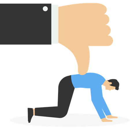 Businessman thumbs down to failing to work  Illustration