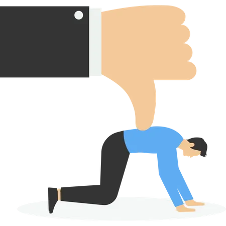 Businessman Thumbs Down To Failing To Work Vector Illustration Design Concept In Flat Style Illustration