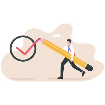 Businessman ticks business work  Illustration
