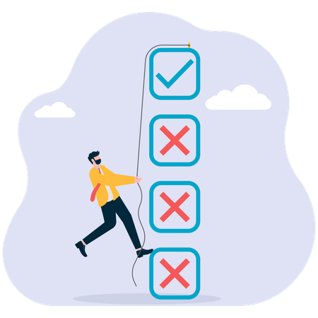 Businessman ticks out pending and completed tasks  Illustration