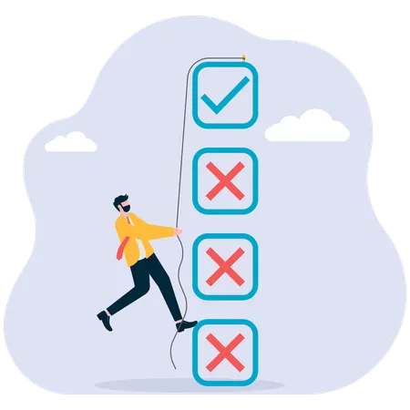 Businessman ticks out pending and completed tasks  Illustration