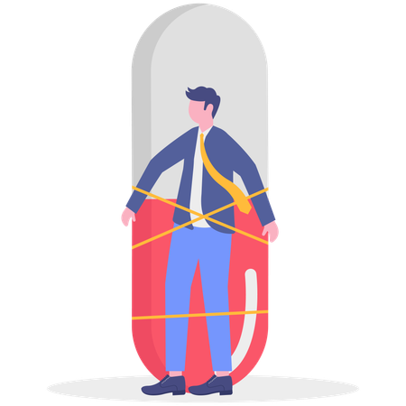 Businessman tie with medicine  Illustration