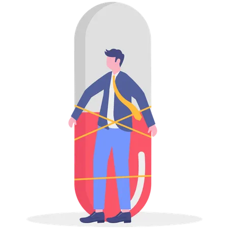 Businessman tie with medicine  Illustration