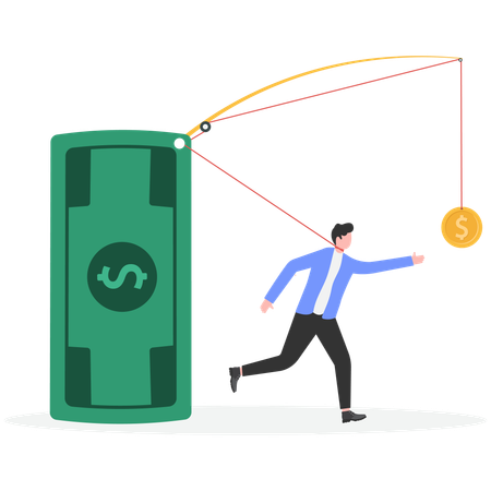 Businessman tied in financial trap  Illustration