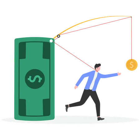 Businessman tied in financial trap  Illustration