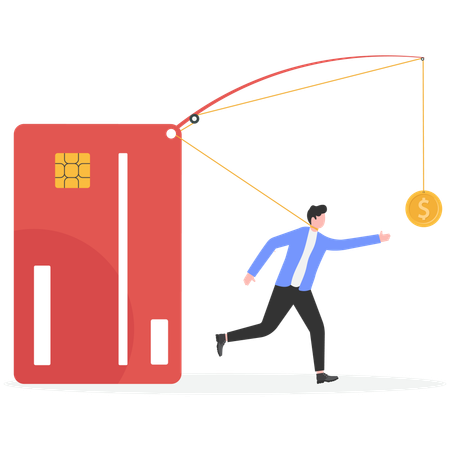 Businessman tied in financial trap  Illustration