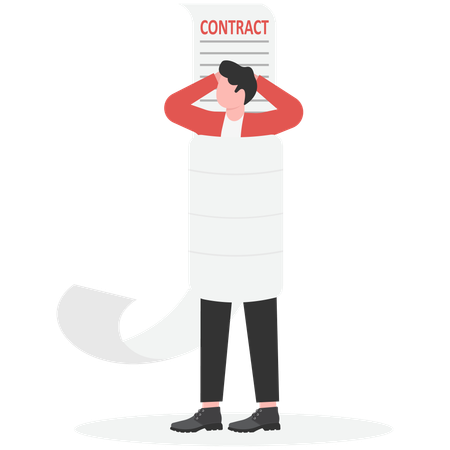 Businessman tied uo with business contract  Illustration