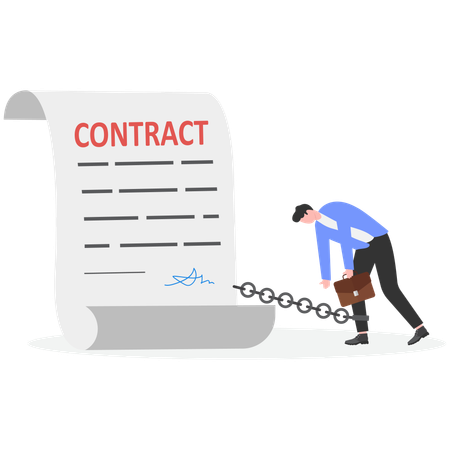 Businessman Tied Up with Contract Document  Illustration