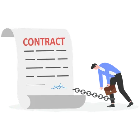 Businessman Tied Up with Contract Document  Illustration