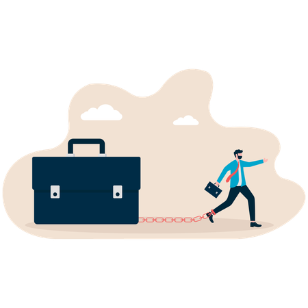 Businessman tied up with workload  Illustration