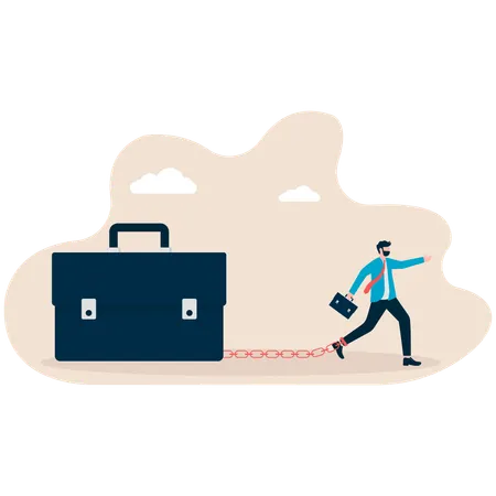 Businessman tied up with workload  Illustration
