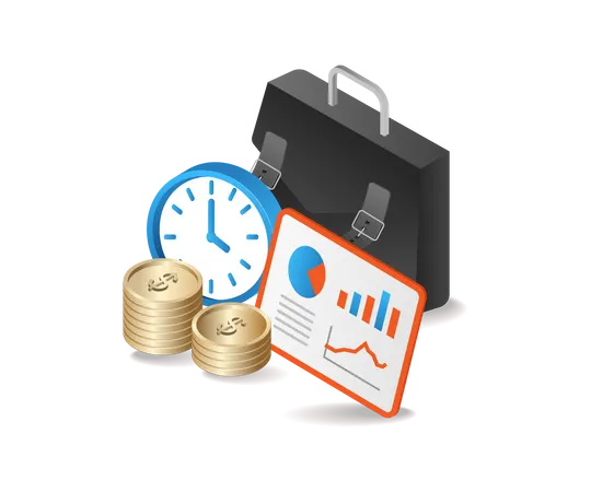 Businessman time bag doing business  Illustration