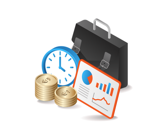Businessman time bag doing business  Illustration