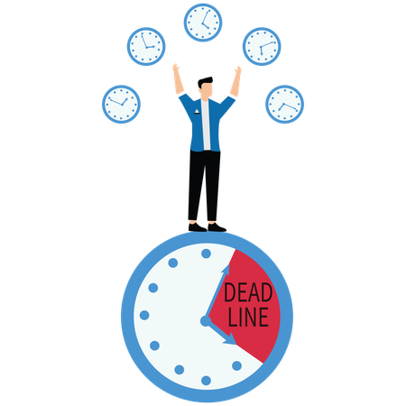 Businessman time management on the road to success  Illustration