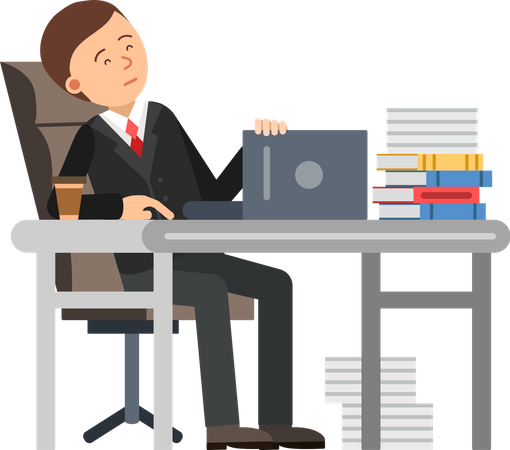 Businessman tired at work  Illustration