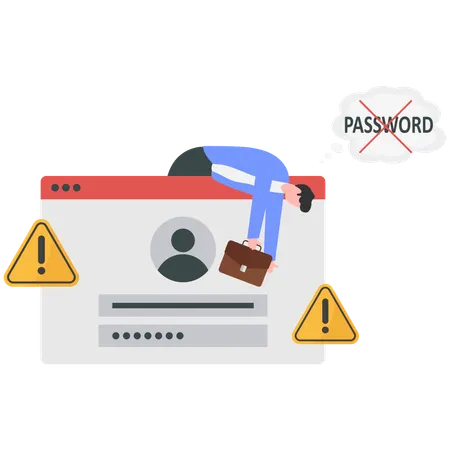 Businessman tired from forgotten password  Illustration