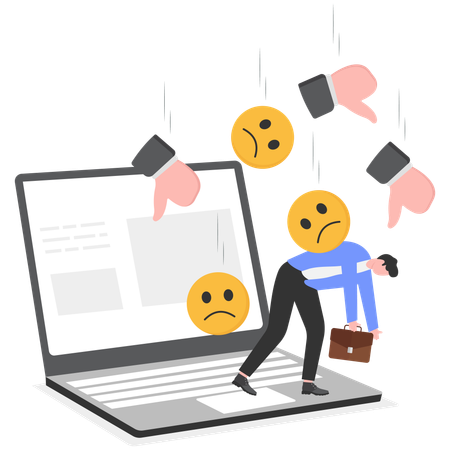Businessman tired from negative feedback  Illustration