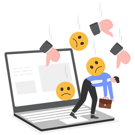Businessman tired from negative feedback  Illustration