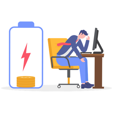 Businessman tired from work while having physical pressure  Illustration