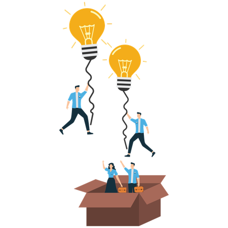 Businessman to fly outside the box  Illustration