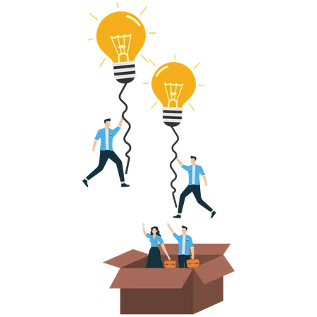 Businessman to fly outside the box  Illustration