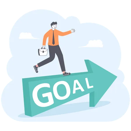 Businessman to Reach a Goal  Illustration