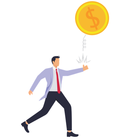 Businessman tosses large coin  Illustration
