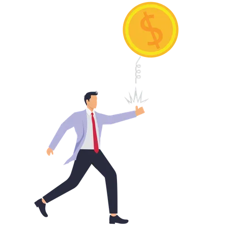 Businessman tosses large coin  Illustration